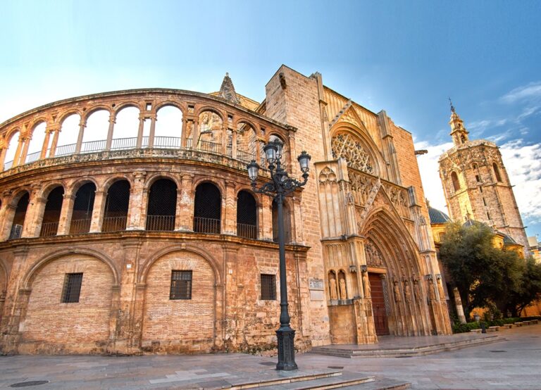 Valencia-Spain-Cathedral-Architecture-near-Virgine-Square.